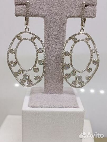 Серебряные серьги 925 проба с фианитами