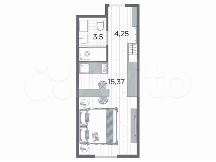 Квартира-студия, 23,1 м², 11/12 эт.