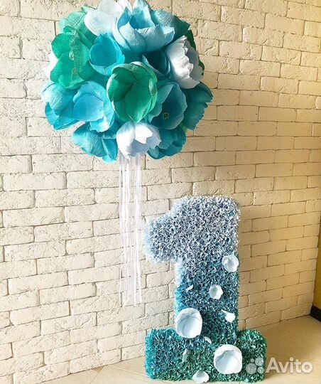 Объемные цифры, буквы, шары из цветов, гирлянды