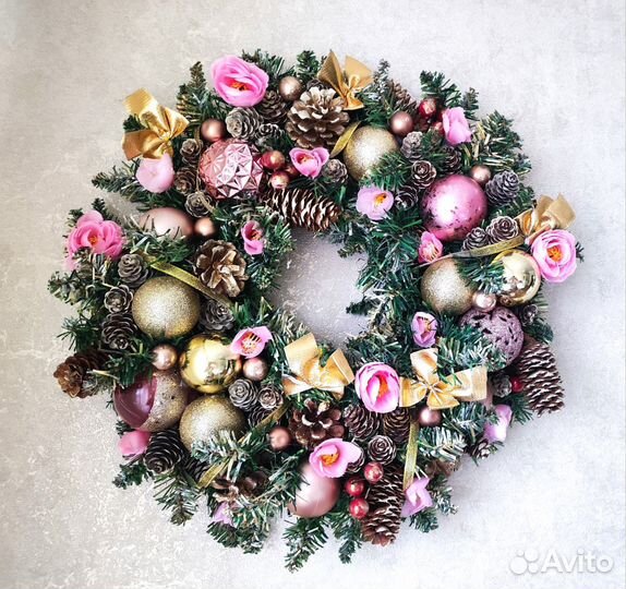Рождественский венок, ручная работа, украшения