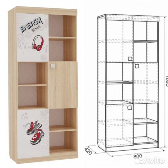 Стеллаж энерджи Дуб Сонома/Белый