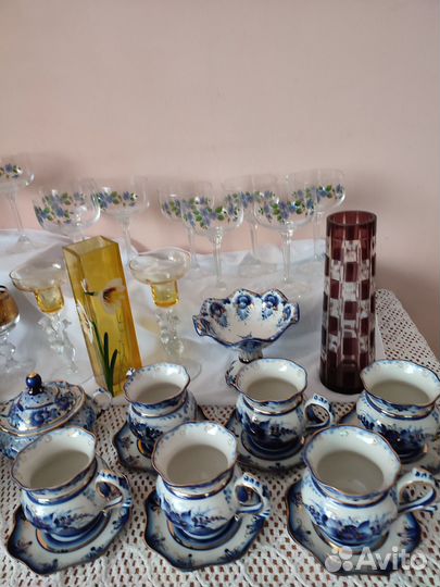 Посуда СССР, чсср, Гжель, фужеры