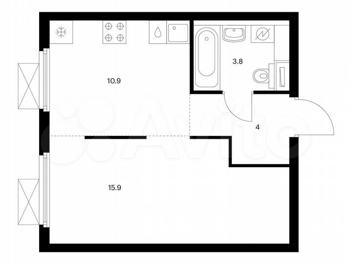 1-к. квартира, 34,6 м², 25/25 эт.