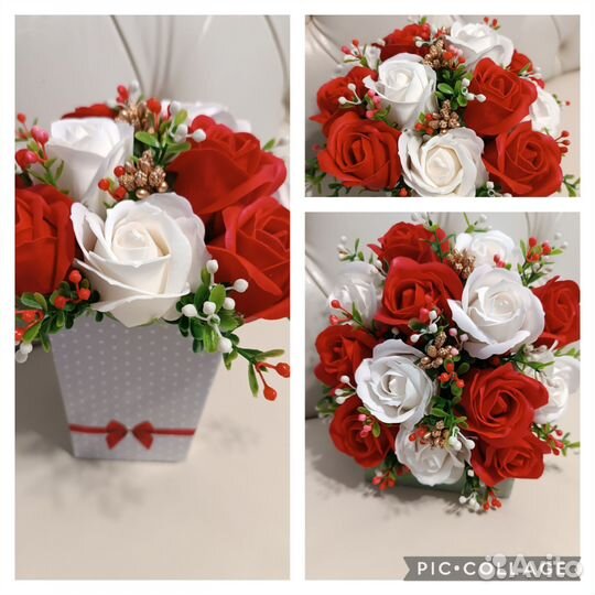 Букетики из мыльных розочек