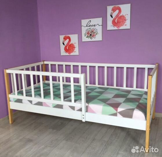 Кроватка высокий борт для малыша Лисенок из массив