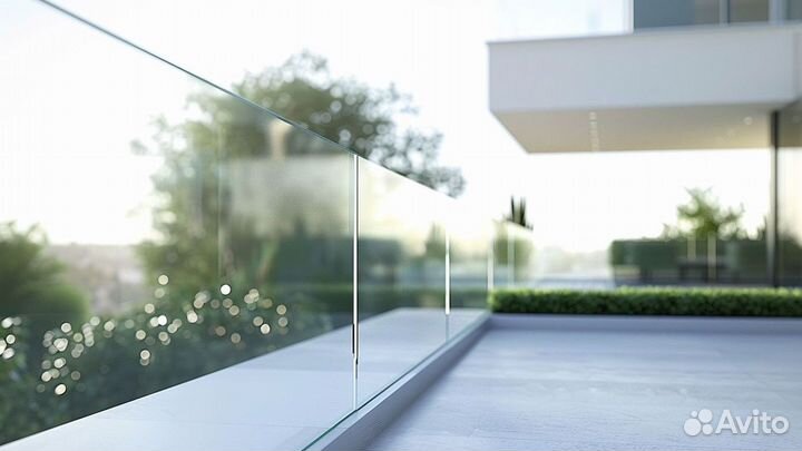 Ограждение для лестницы из стекла