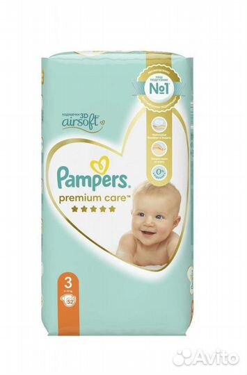 Подгузники Pampers Premium Care 3 (6-10 кг) 52 шт