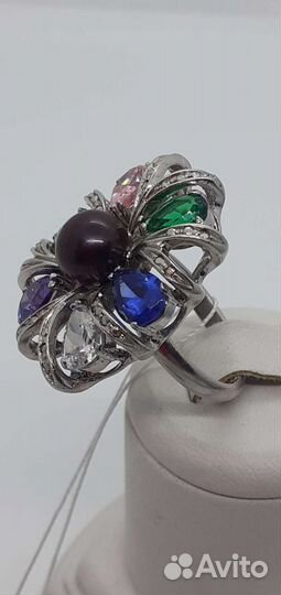 Серебрянок кольцо ручной работы с фианитами