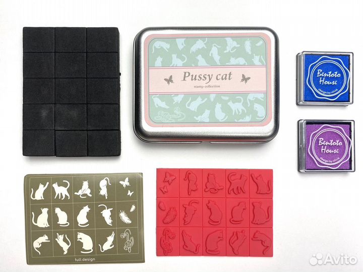 Набор штампов в коробочке с краской