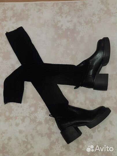 Сапоги чулки на среднем каблуке 38 новые