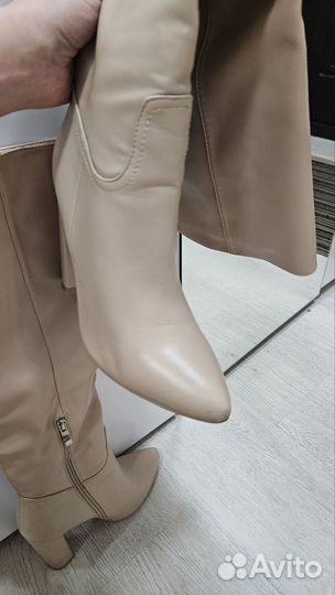 Сапоги бежевые экокожа