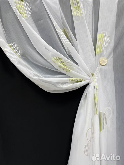 Штора органза белая с кругами тюль 3 м