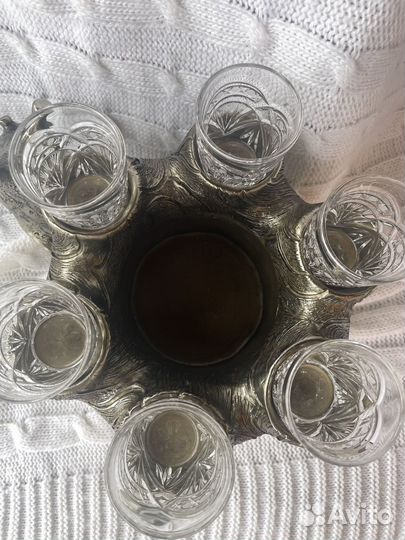 Хрустальный набор стопок с графином в улитке