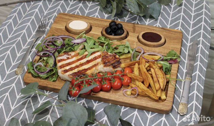 Деревянная тарелка для стейка оптом