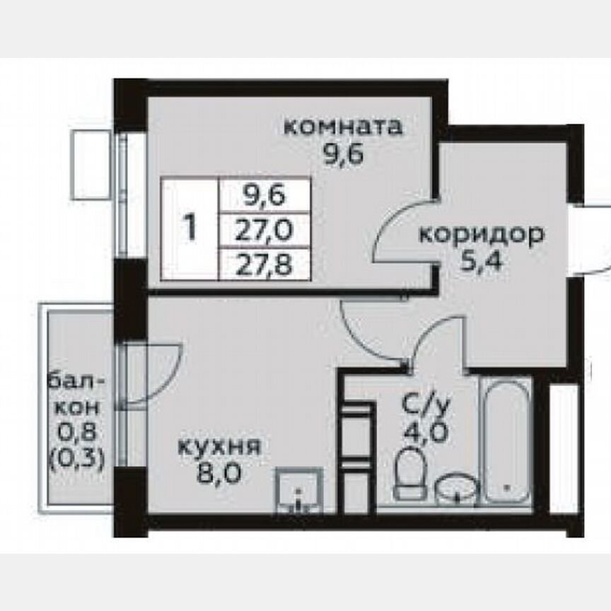 1-к. квартира, 27,8 м², 15/17 эт.
