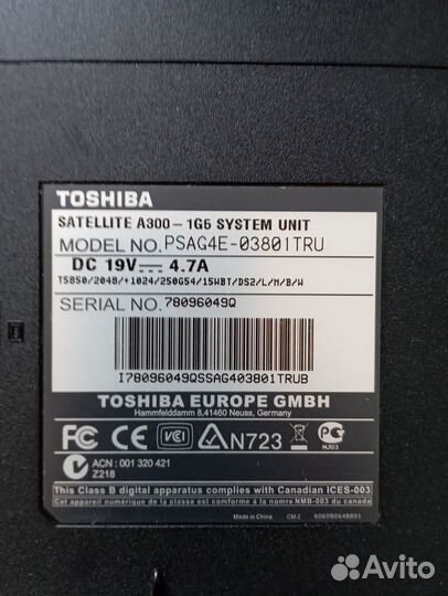 Ноутбук toshiba satellite A300 - 1G5