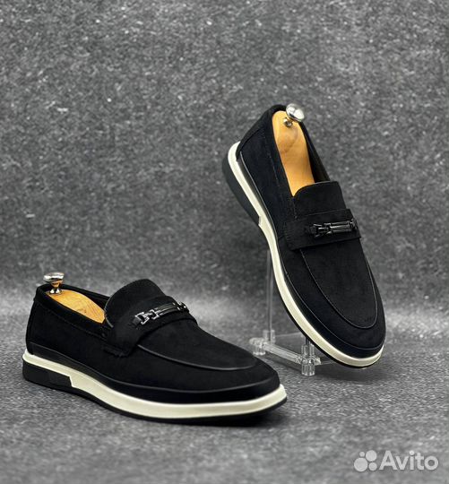 Лоферы мужские замшевые коричневые