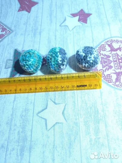 Набор мячиков вязаных hand made с кошачьей мятой