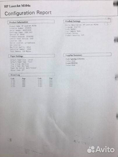 Лазерный принтер HP LasrJet Pro M104a. Гарантия