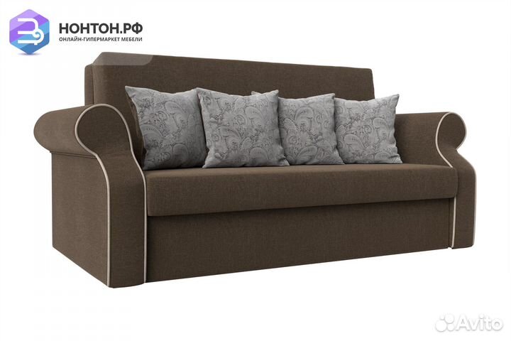Диван аккордеон Софт рогожка коричневая