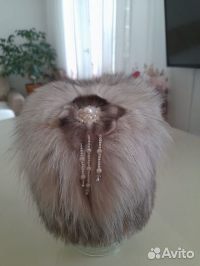 Шапка норковая вязаная женская