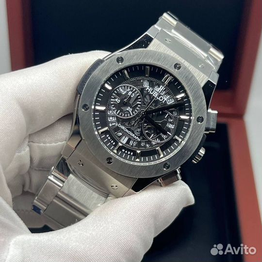 Тяжелые мужские часы Hublot скелетон