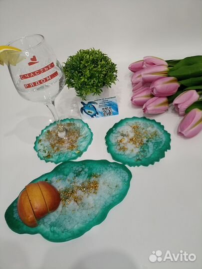 Поднос из эпоксидной смолы и подставка