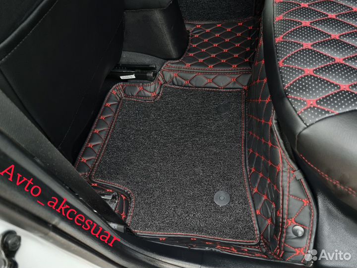 Чехлы Киа Рио 4 - Солярис 2 - Лада Веста с Красной