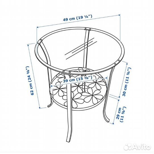 Столик IKEA klingsbo, 49х62см. новые