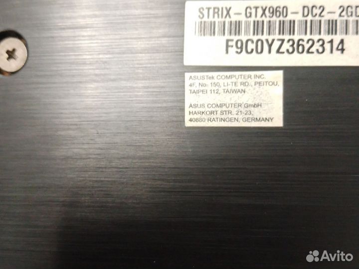 Видеокарта asus strix-GTX960
