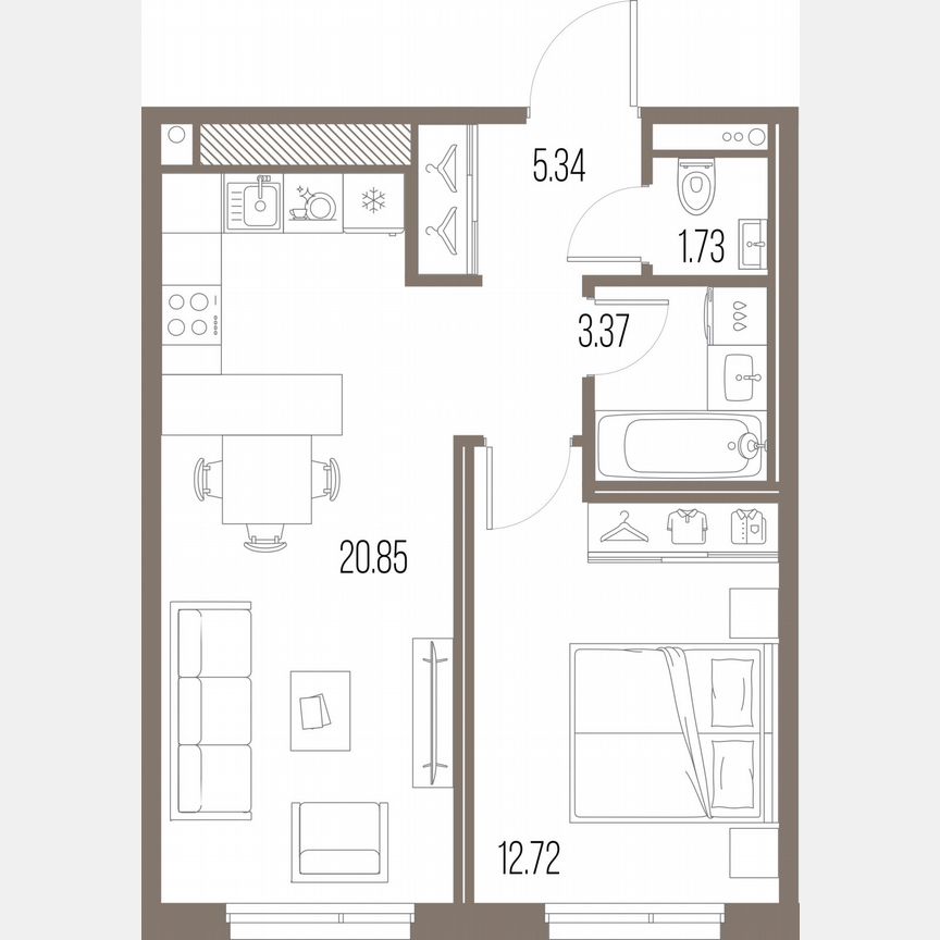 1-к. квартира, 44 м², 7/10 эт.