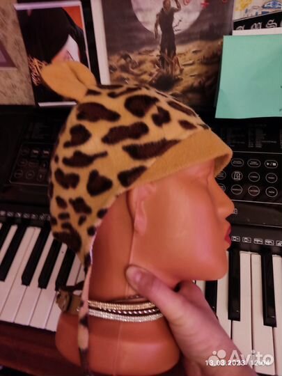 Шапка детская с ушками леопард