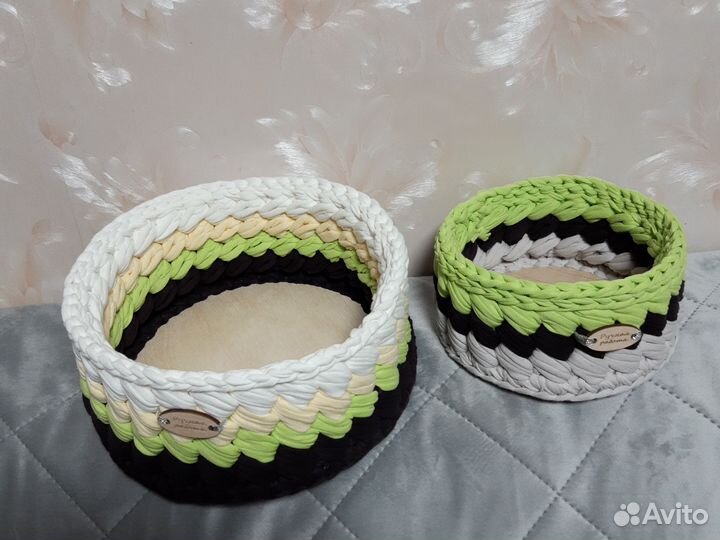 Корзины вязаные из трикотажного шнура