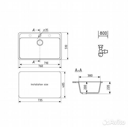 Кухонная мойка Ulgran U-600-345, шоколад