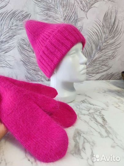 Шапка + варежки (комплект) из пуха норки Уфа