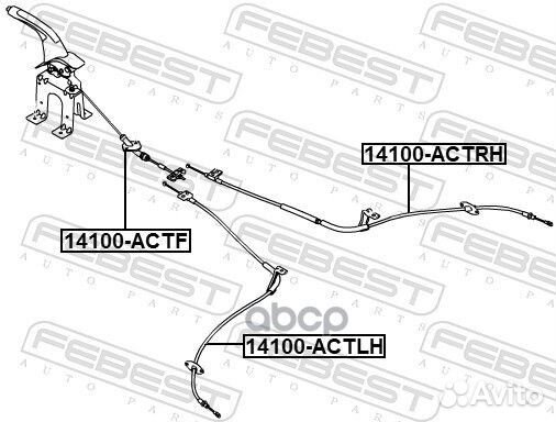 Трос ручного тормоза левый 14100-actlh Febest