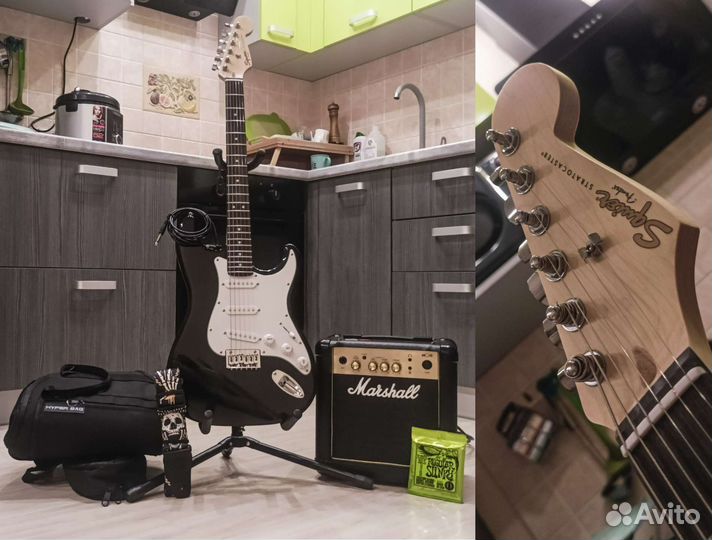 Электрогитара Fender Squier + Marshall & Комплект