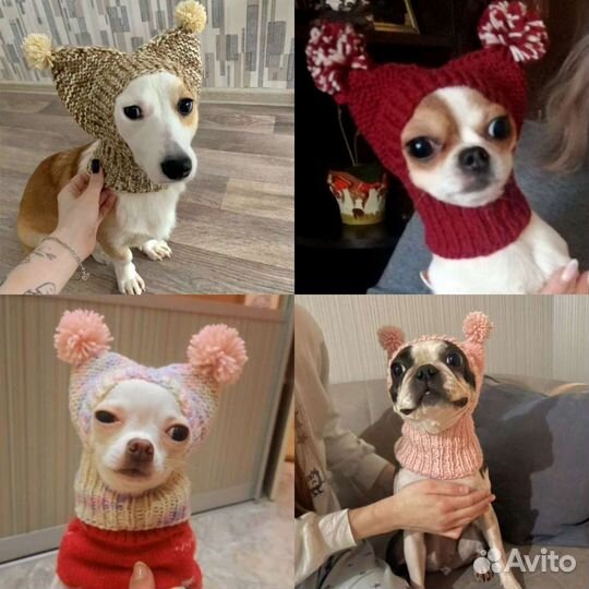 Шапочки для маленьких собак ручная работа