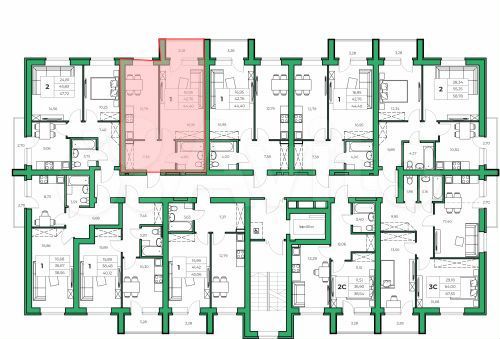1-к. квартира, 42,8 м², 2/9 эт.