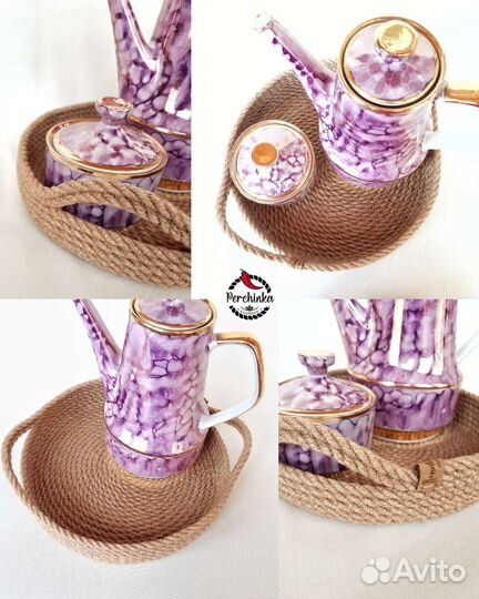 Поднос интерьерный из джута ikea,zara, h&m