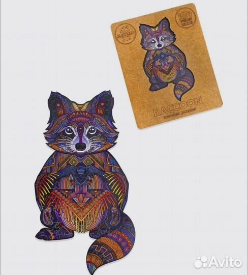 Деревянные пазлы енот 100шт