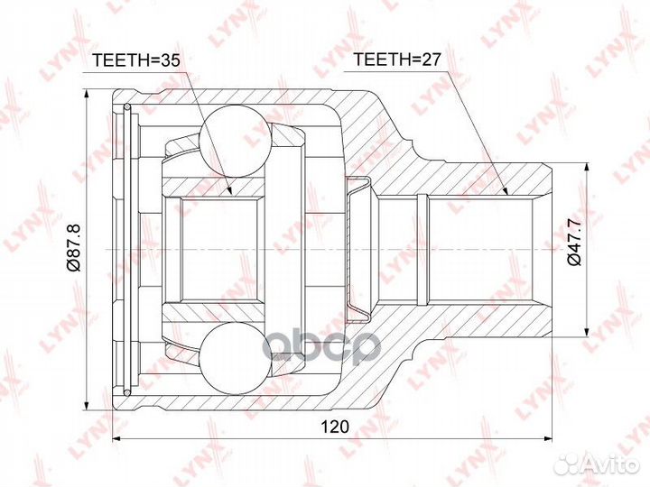ШРУС внутренний перед прав/лев CI3756 lynxauto