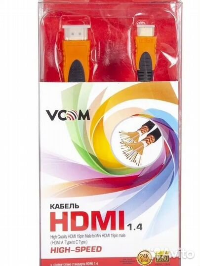 Кабель hdmi-minihdmi 3м V1.4 vcom с золотыми конта