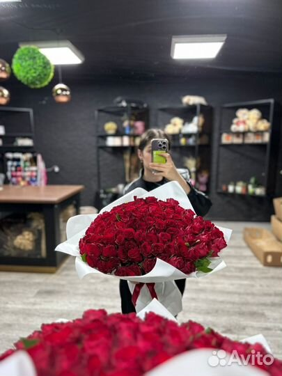 Цветы букет 101 роза