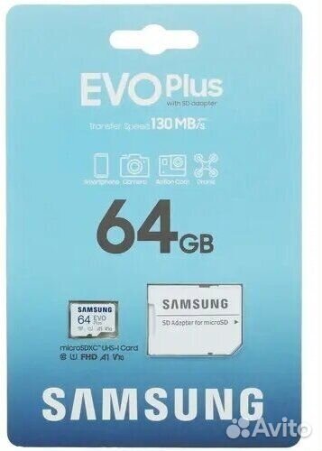Карта памяти Samsung EVO Plus microsdxc 64gb (MB-M