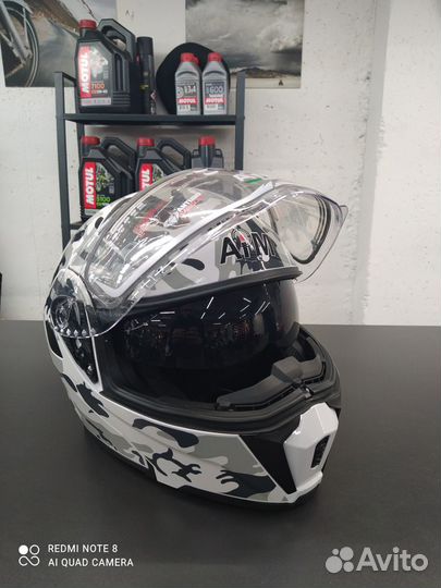 Шлем снегоходный с подогревом камуфляжный