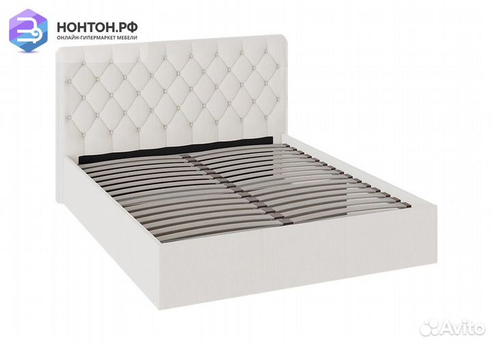 Кровать Франческа 1.6 м замша светло-бежевая