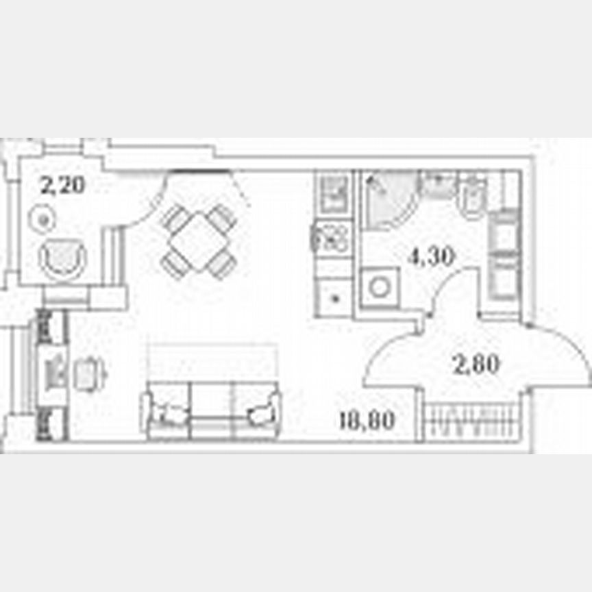 Квартира-студия, 33,3 м², 11/13 эт.