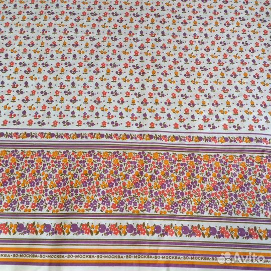 Ткань советского времени с принтом москва 80