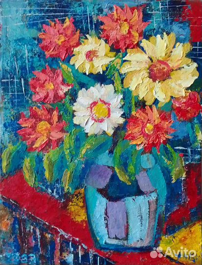 Картина с цветами масло на холсте